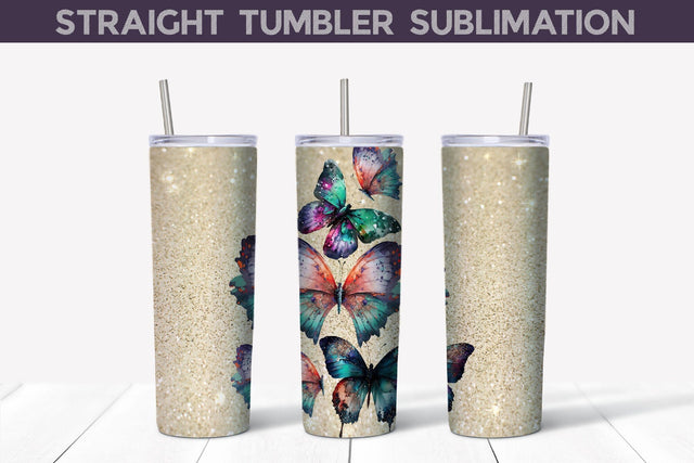 Butterfly Glitter Sublimation Tumbler Sublimation WatercolorColorDream 
