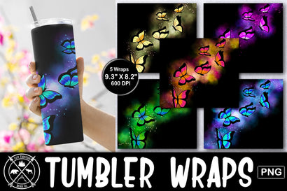 Butterfly Glow Tumbler Wrap Sublimation Bundle Sublimation Last Frontier Design Co. 
