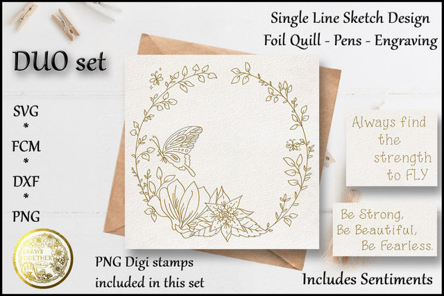 Butterfly Haven - Single line for Foil Quill | Digi Stamp Sketch DESIGN DrawnTogether with love 