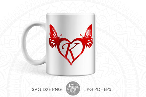 Butterfly heart monogram with alphabet SVG Artisan Craft SVG 