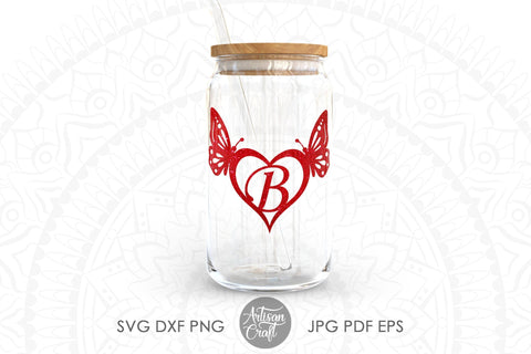 Butterfly heart monogram with alphabet SVG Artisan Craft SVG 