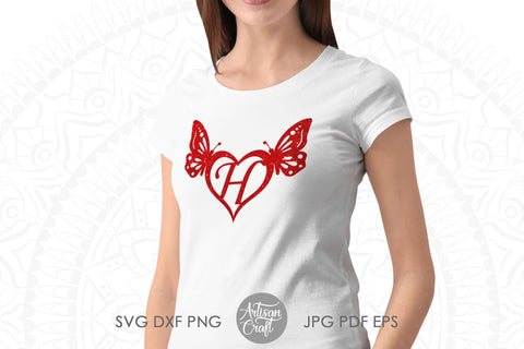 Butterfly heart monogram with alphabet SVG Artisan Craft SVG 