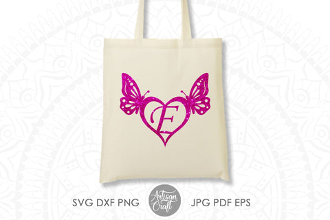 Butterfly heart monogram with alphabet SVG Artisan Craft SVG 