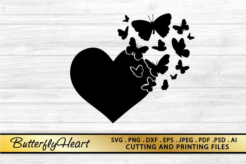 Butterfly Heart SVG PNG EPS DXF Files Butterfly SVG Cut File - So Fontsy