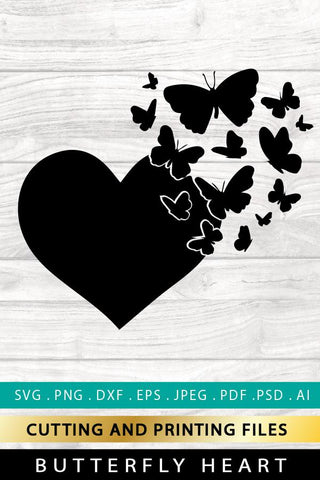 Butterfly Heart SVG PNG EPS DXF Files Butterfly SVG Cut File SVG zoellartz 