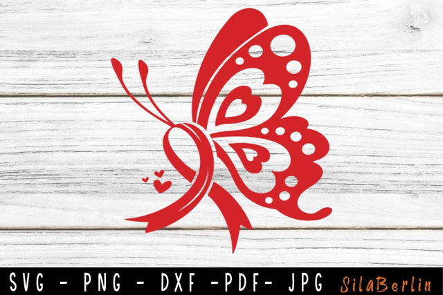 Butterfly HIV svg, HIV svg, hiv Awareness Svg, Red Ribbon Svg, Feather Red Ribbon SVG, Svg cut file to use for Cricut SVG SilaBerlin 