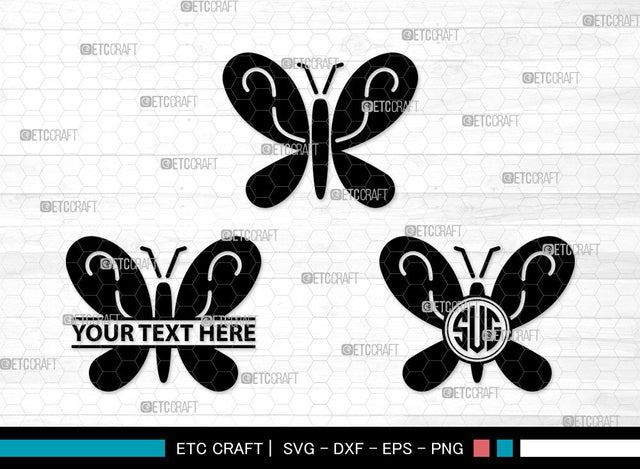 Butterfly Icons Monogram, Butterfly Svg, Garden Insect Svg, Butterflie, Spring Butterfly, Butterfly Monogram, Icon Monogram, Svg Cut File, Dxf, Eps, Png, SVG ETC Craft 