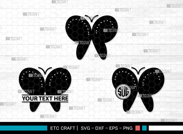 Butterfly Icons Monogram, Butterfly Svg, Garden Insect Svg, Butterflie, Spring Butterfly, Butterfly Monogram, Icon Monogram, Svg Cut File, Dxf, Eps, Png, SVG ETC Craft 