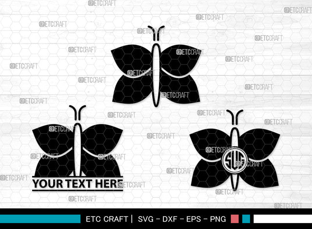 Butterfly Icons Monogram, Butterfly Svg, Garden Insect Svg, Butterflie, Spring Butterfly, Butterfly Monogram, Icon Monogram, Svg Cut File, Dxf, Eps, Png, SVG ETC Craft 