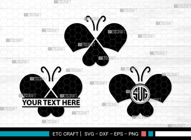 Butterfly Icons Monogram, Butterfly Svg, Garden Insect Svg, Butterflie, Spring Butterfly, Butterfly Monogram, Icon Monogram, Svg Cut File, Dxf, Eps, Png, SVG ETC Craft 