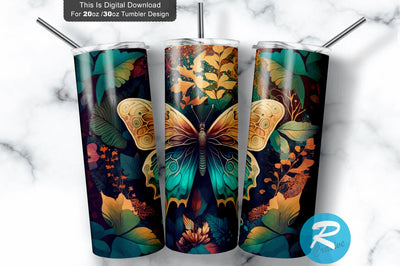 Butterfly Landscape 20 oz / 30 oz Tumbler PNG Sublimation Regulrcrative 