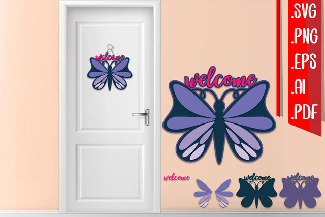 Butterfly Layered Door Sign 3 - Svg eps ai png pdf SVG zafrans studio 