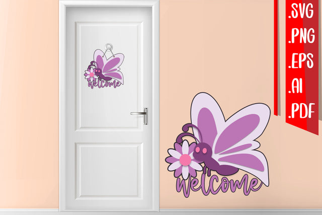 Butterfly Layered Door Sign 6 - Svg eps ai png pdf SVG zafrans studio 
