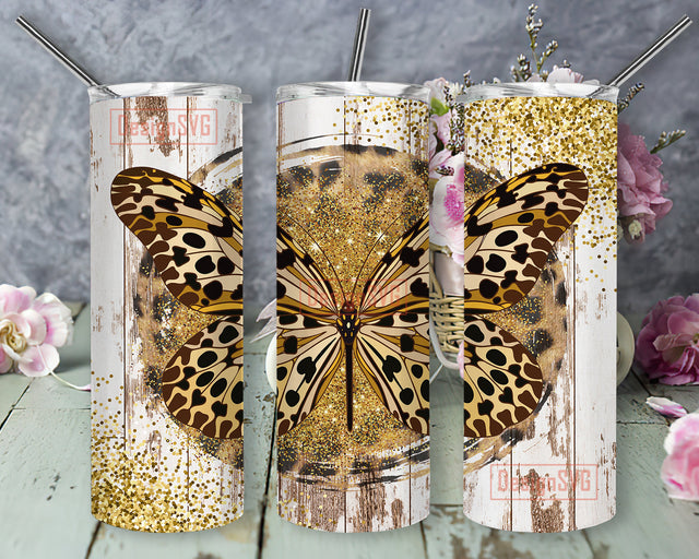 Butterfly Leopard 20oz Tumbler Png, Butterfly Glitter Tumbler Wrap, Butterfly Tumbler Design, Butterfly Sublimation Design, Instant Download Sublimation DesignSVG 
