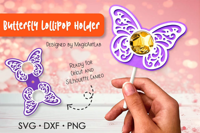 Butterfly Lollipop Holder | Valentines Lollipop holder SVG 3D Paper MagicArtLab 