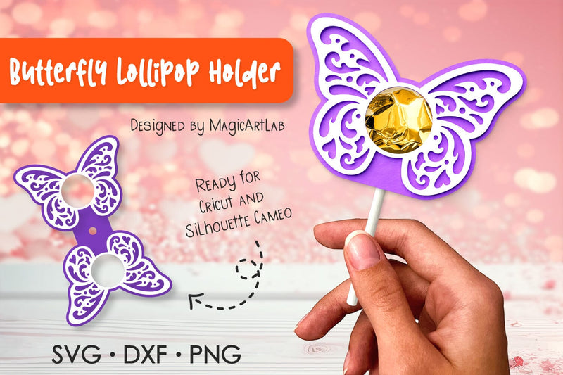 Butterfly Lollipop Holder | Valentines Lollipop holder SVG 3D Paper MagicArtLab 