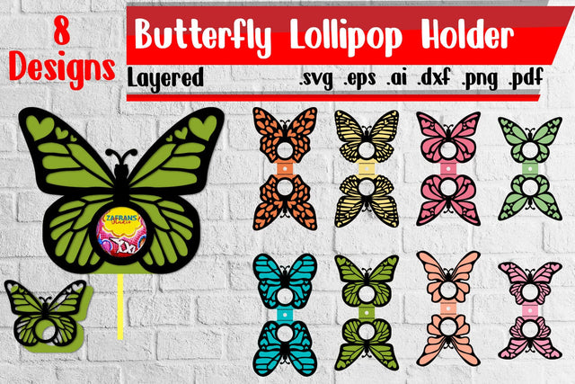 Butterfly Lollipop Holders - svg dxf eps ai png pdf SVG zafrans studio 
