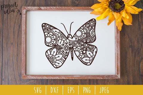 Butterfly Mandala Zentangle Bundle Set of 7 - SVG SVG SavoringSurprises 
