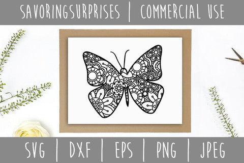 Butterfly Mandala Zentangle SVG SavoringSurprises 