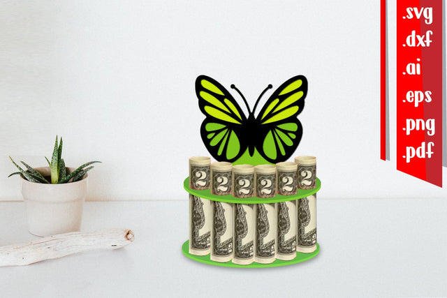 Butterfly Money Cake Holder Paper Cut 3D Paper zafrans studio 