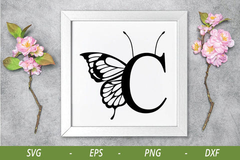 Butterfly Monogram Alphabet Svg, Png, Flower Monogram Frame Alphabet, Cut File for Cricut, 26 Individual Cut File, Cut File for Cricut SVG Svgcraft 