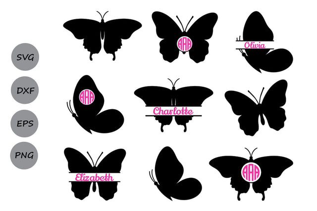 Butterfly Monogram| Butterflies SVG Cut Files SVG CosmosFineArt 