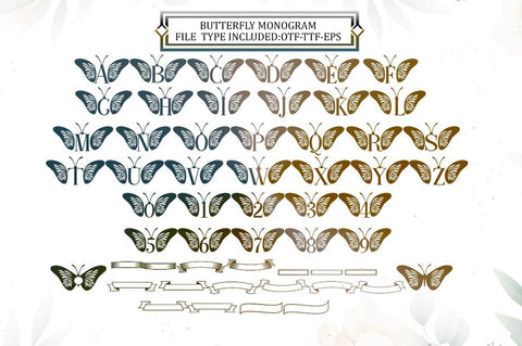 Butterfly Monogram Font Poen1983 