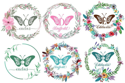 Butterfly Monogram Font Poen1983 