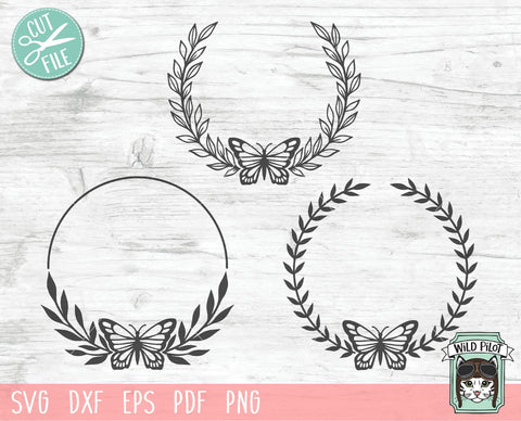 Butterfly Monogram Frames SVG Cut File SVG Wild Pilot 