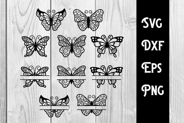 butterfly monogram split SVG dadan_pm 