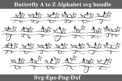 Butterfly Monogram SVG Alphabet Butterfly Alphabet Monogram SVG Svgcraft 