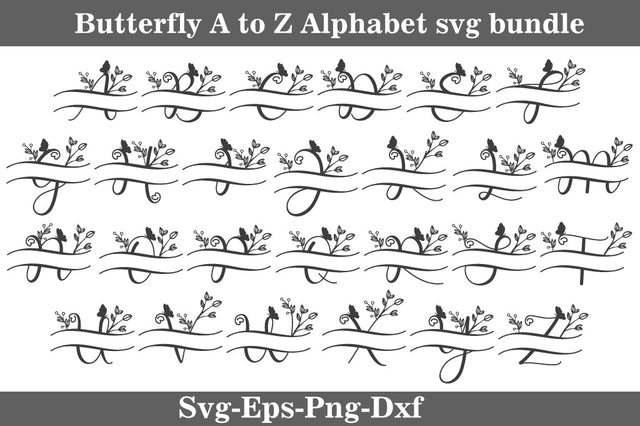 Butterfly Monogram SVG Alphabet Butterfly Alphabet Monogram SVG Svgcraft 
