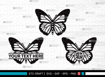 Butterfly Monogram SVG | Butterfly Stencil Svg | Butterflies Svg | Monarch Butterfly Svg | Butterfly Monogram SVG ETC Craft 