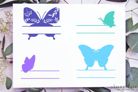 Butterfly Monogram SVG Cut File | Butterfly Split Monogram SVG Illuztrate 