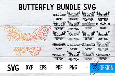 Butterfly Monogram SVG Design | Paper Cut SVG Design Bundle SVG Fly Design 