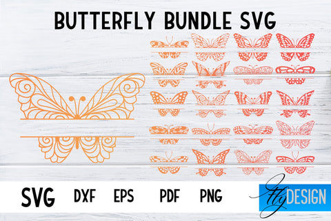Butterfly Monogram SVG Design | Paper Cut SVG Design Bundle SVG Fly Design 