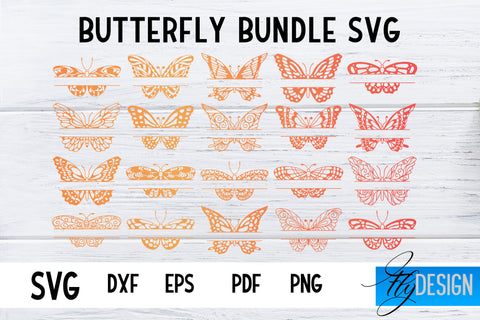 Butterfly Monogram SVG Design | Paper Cut SVG Design Bundle SVG Fly Design 