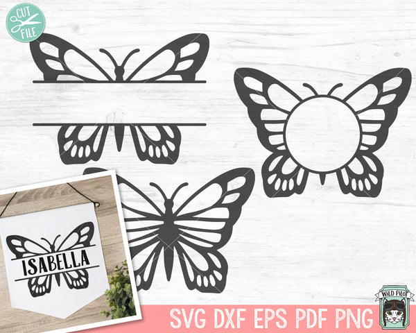 Split Monogram SVG, Floral SVG, Butterfly SVG