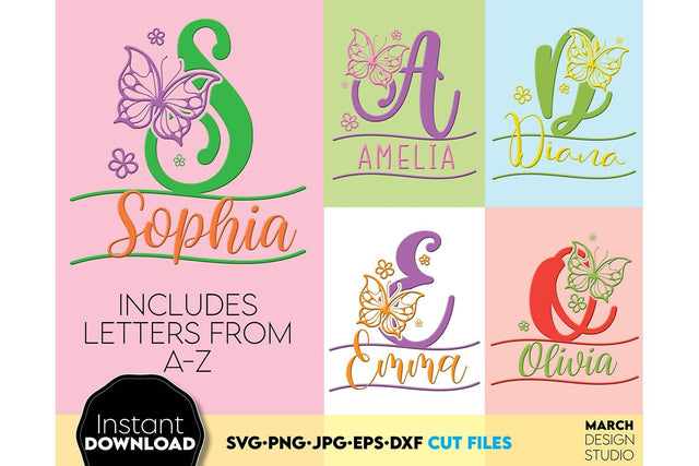 Butterfly Monogram SVG, Split Monogram SVG, Monogram Letter SVG, Monogram Alphabet SVG SVG March Design Studio 