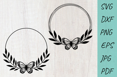 Butterfly monogram wreath SVG, Butterfly SVG, Circle frame SVG Irina Ostapenko 