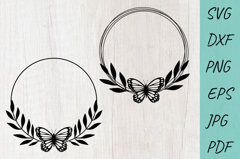 Butterfly monogram wreath SVG, Butterfly SVG, Circle frame SVG Irina Ostapenko 