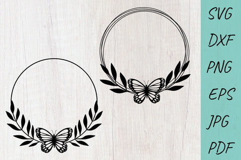 Butterfly monogram wreath SVG, Butterfly SVG, Circle frame SVG Irina Ostapenko 