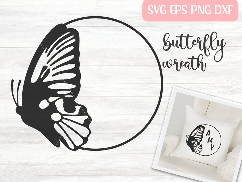 Butterfly Monogram Wreath SVG Cut File for Cricut or Silhouette SVG Apple Grove Designs 