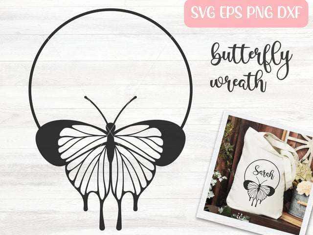 Butterfly Monogram Wreath SVG Cut File for Cricut or Silhouette SVG Apple Grove Designs 