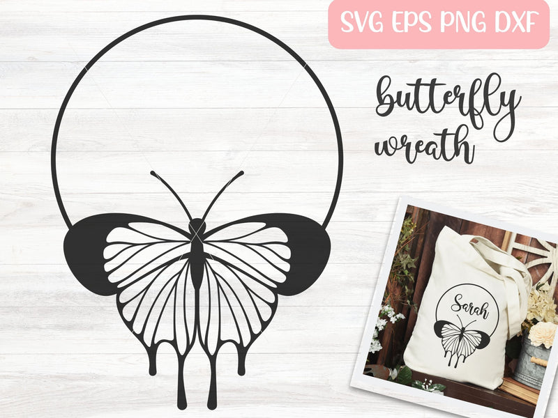 Butterfly Monogram Wreath SVG Cut File for Cricut or Silhouette SVG Apple Grove Designs 