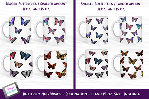 Butterfly Mug Wraps | Sublimation for 11oz. and 15oz. Mugs Sublimation Stacy's Digital Designs 