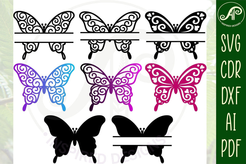 Butterfly Name sign svg laser cut template bundle - So Fontsy