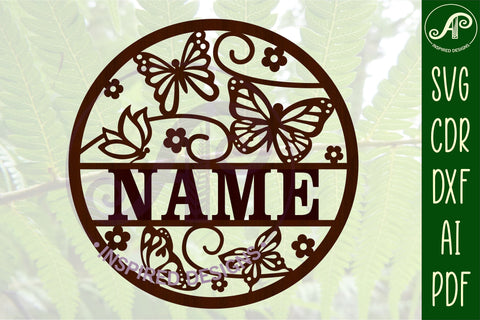 Butterfly name sign svg laser cut template SVG APInspireddesigns 