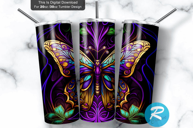 Butterfly Neon 20 oz / 30 oz Tumbler PNG Sublimation Regulrcrative 