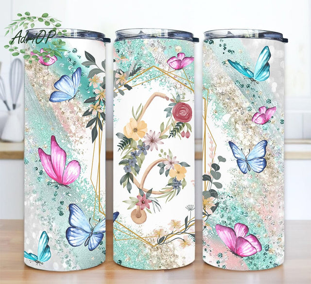 Butterfly Nurse 20oz Skinny Tumbler Png, Floral Tumbler, Flowers Butterfly Tumbler, Nurse Tumbler Wrap Template, Butterfly Floral Nurse Tumbler Sublimation AdriOP 